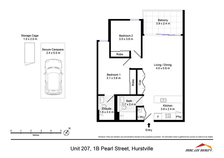 Floorplan of Homely apartment listing, A207/1B Pearl Street, Hurstville NSW 2220