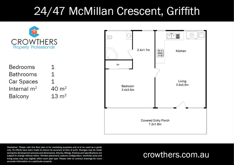 Floorplan of Homely apartment listing, 24/47 McMillan Crescent, Griffith ACT 2603