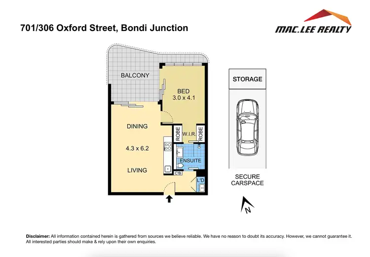 Floorplan of Homely apartment listing, 701/306 Oxford Street, Bondi Junction NSW 2022