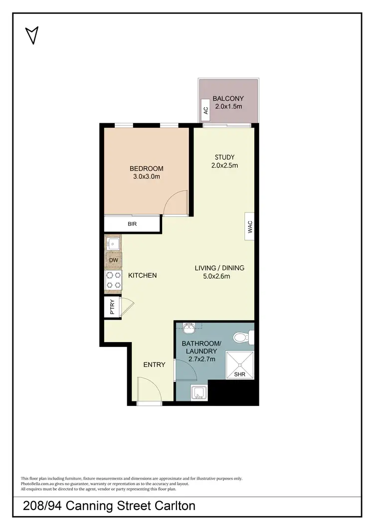 Floorplan of Homely apartment listing, 208/94 Canning Street, Carlton VIC 3053