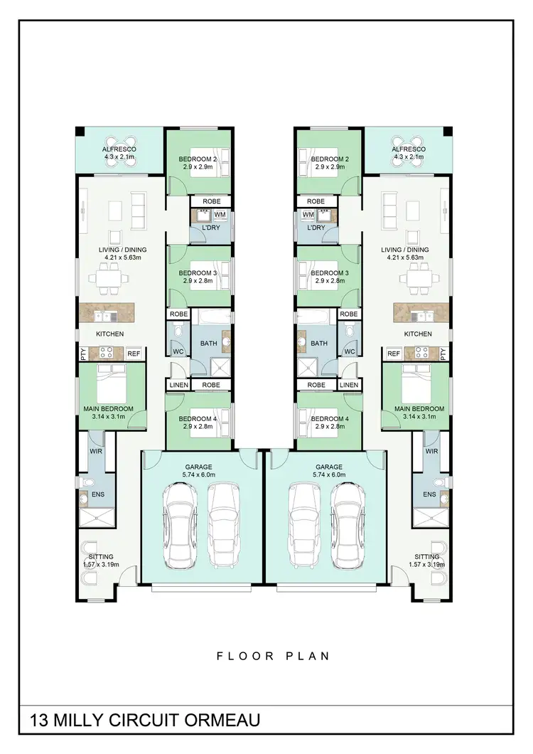 Floorplan of Homely semi-detached listing, 13 Milly Circuit, Ormeau QLD 4208