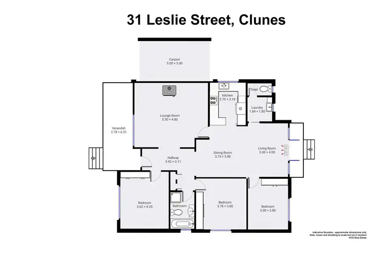 Floorplan of Homely house listing, 31 Leslie Street, Clunes VIC 3370