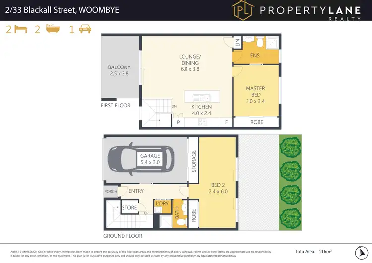 Floorplan of Homely townhouse listing, 2/33 Blackall Street, Woombye QLD 4559