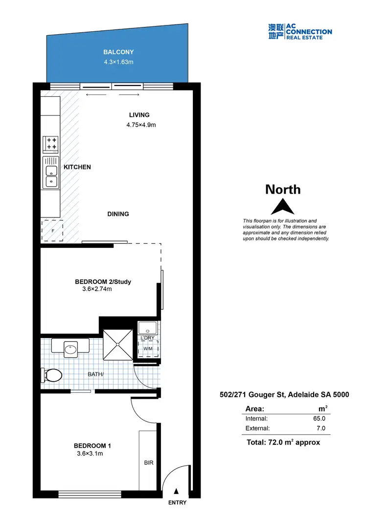 Floorplan of Homely apartment listing, 502/271 Gouger Street, Adelaide SA 5000