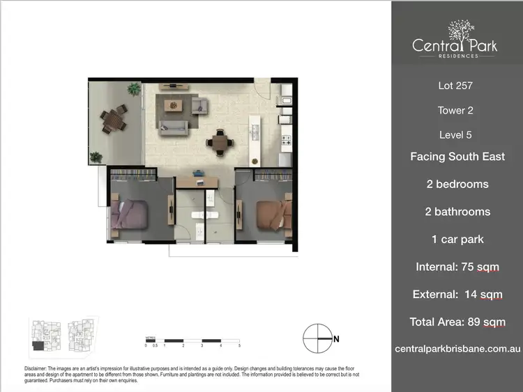 Floorplan of Homely apartment listing, 257/181 Clarence Road, Indooroopilly QLD 4068