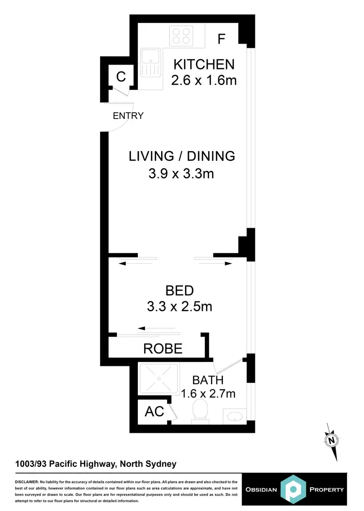 Floorplan of Homely apartment listing, 1003/93-95 Pacific Highway, North Sydney NSW 2060