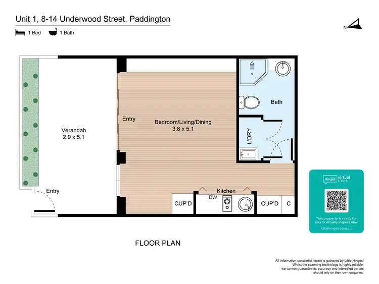 Floorplan of Homely apartment listing, 1/8 Underwood Street, Paddington NSW 2021