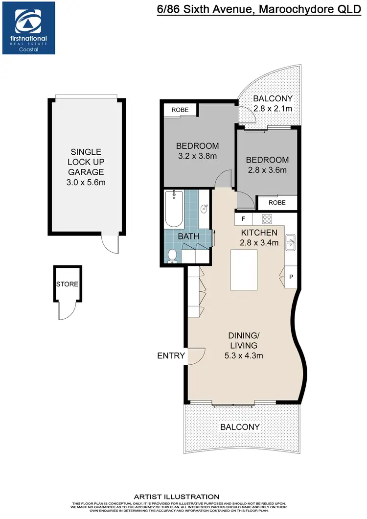 Floorplan of Homely unit listing, 6/86-88 Sixth Avenue, Maroochydore QLD 4558