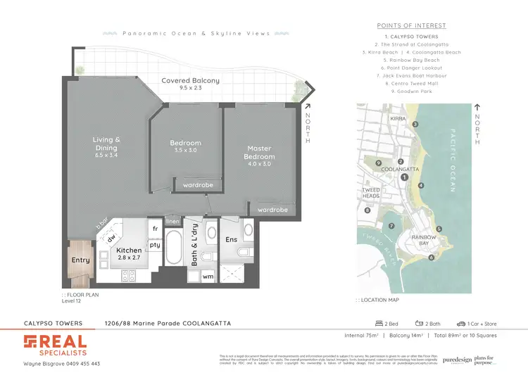 Floorplan of Homely unit listing, 1206/88 Marine Parade 'Mantra', Coolangatta QLD 4225