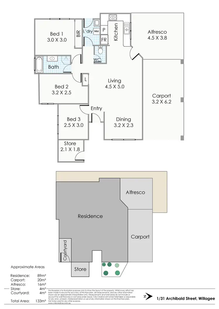 Floorplan of Homely villa listing, 1/31 Archibald Street, Willagee WA 6156