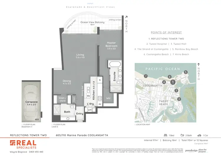 Floorplan of Homely unit listing, 603/110 Marine Parade 'Reflections Tower Two', Coolangatta QLD 4225