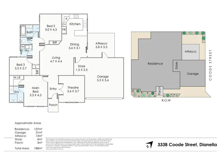 Floorplan of Homely semi-detached listing, 333B Coode Street, Dianella WA 6059