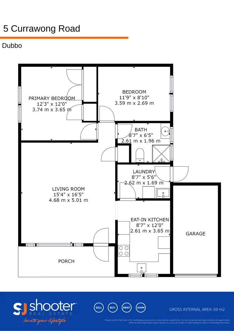 Floorplan of Homely semi-detached listing, 5 Currawong Road, Dubbo NSW 2830