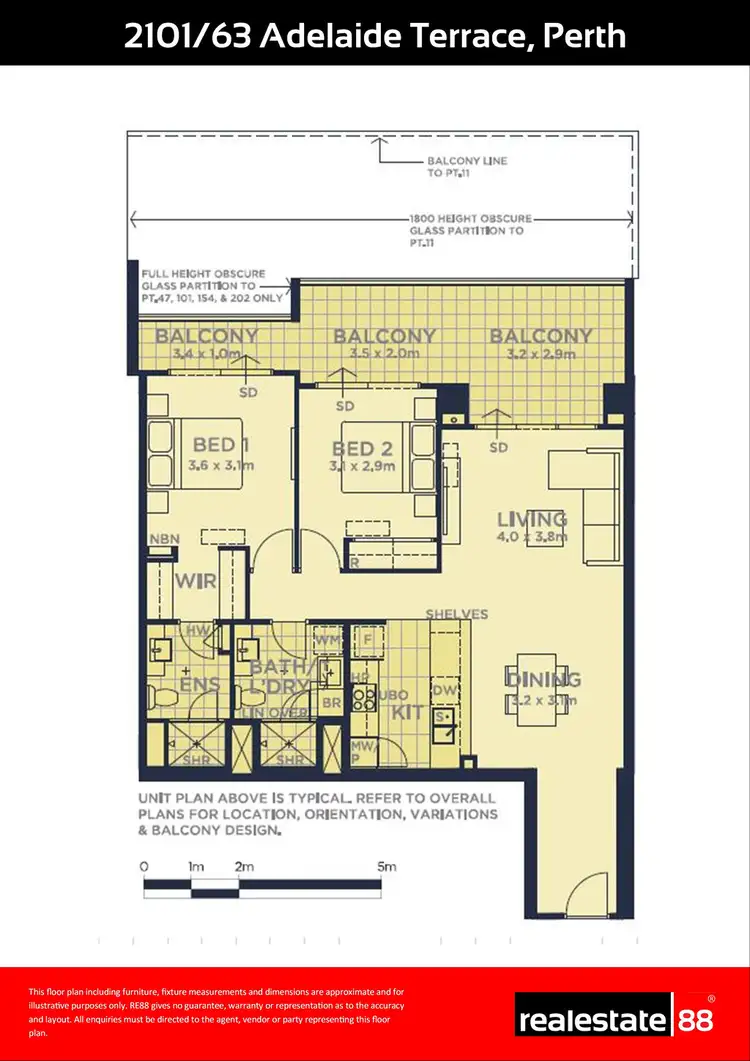 Floorplan of Homely apartment listing, 2101/63 Adelaide Terrace, East Perth WA 6004