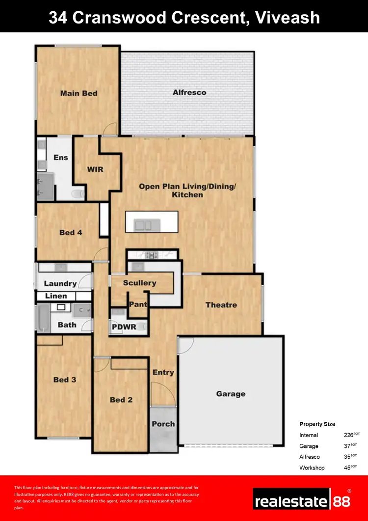 Floorplan of Homely house listing, 34 Cranwood Crescent, Viveash WA 6056