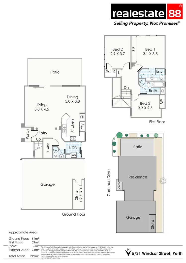 Floorplan of Homely townhouse listing, 5/31 Windsor Street, Perth WA 6000