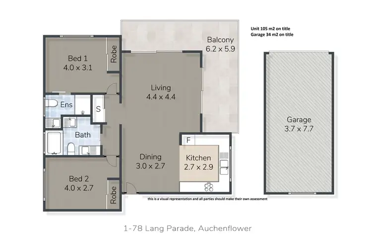 Floorplan of Homely unit listing, 1/78 Lang Parade, Auchenflower QLD 4066