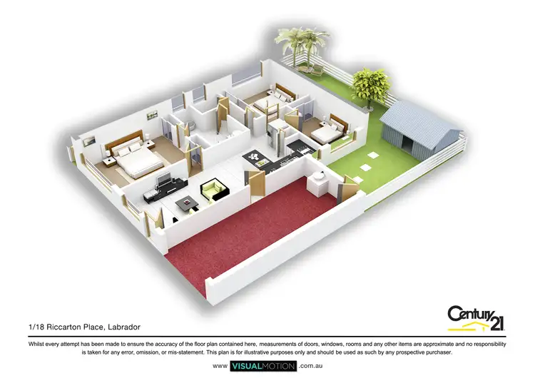 Floorplan of Homely semi-detached listing, 1/18 Riccarton Place, Labrador QLD 4215