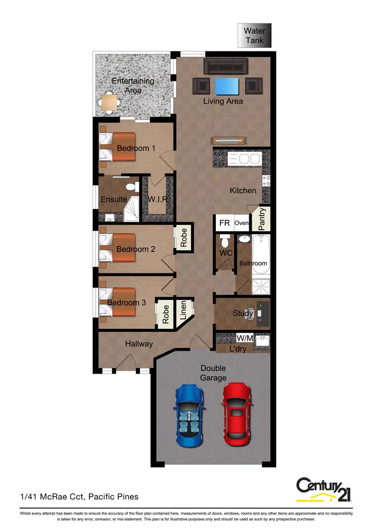 Floorplan of Homely semi-detached listing, 1/41 McRae Circuit, Pacific Pines QLD 4211