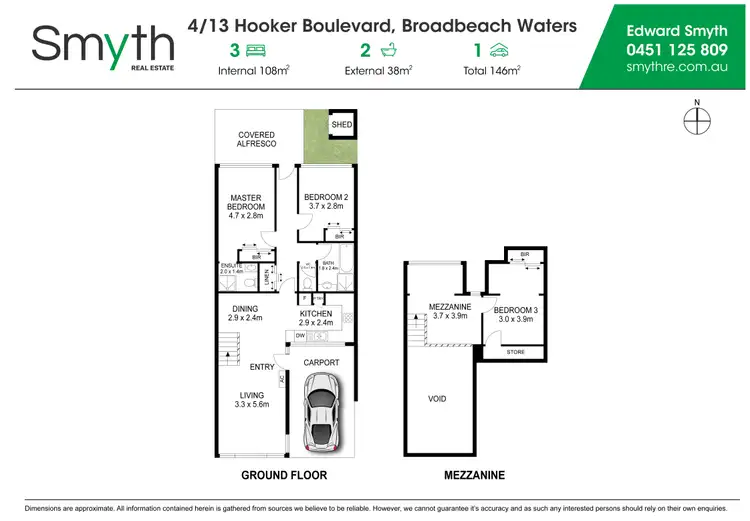 Floorplan of Homely townhouse listing, 4/13 Hooker Boulevard, Broadbeach Waters QLD 4218