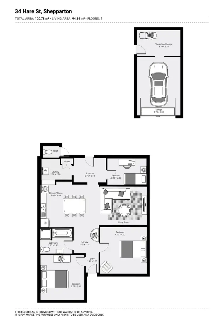 Floorplan of Homely house listing, 34 Hare Street, Shepparton VIC 3630