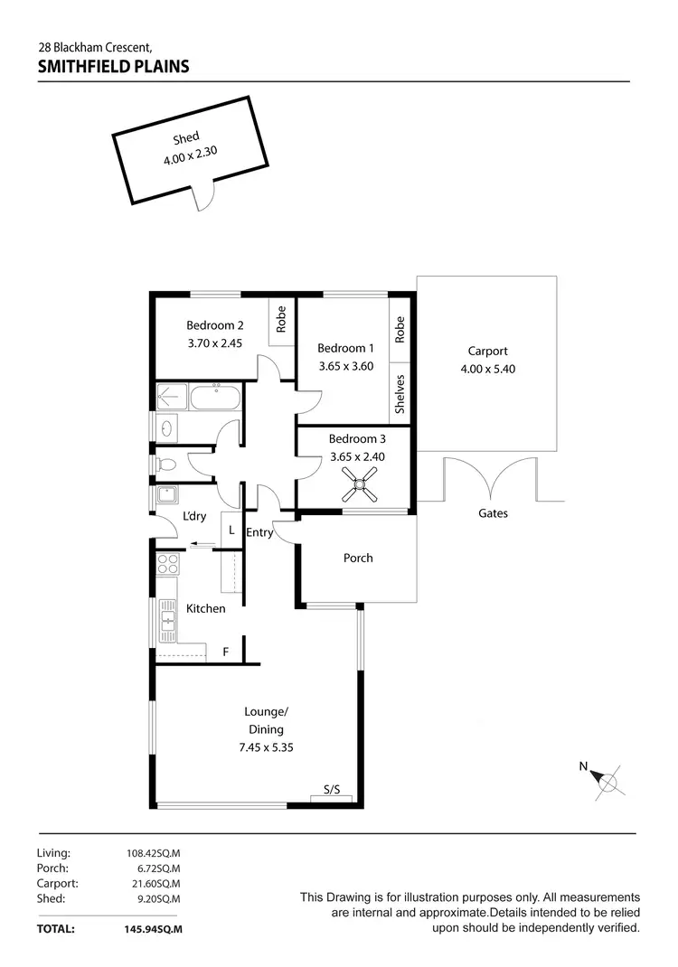 Floorplan of Homely house listing, 28 BLACKHAM CRESCENT, Smithfield Plains SA 5114