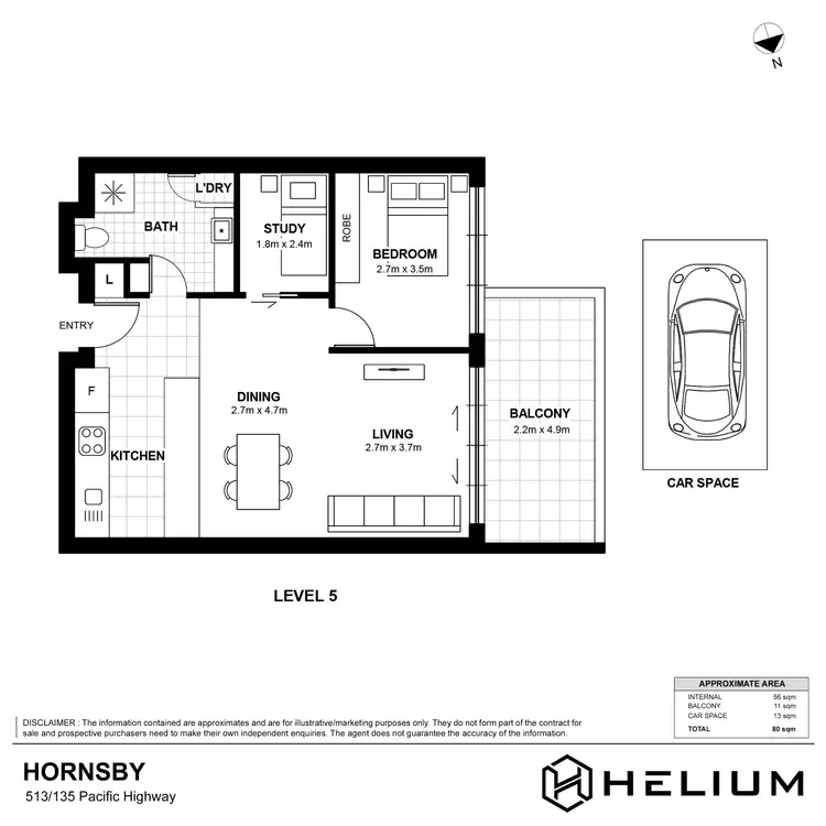 Floorplan of Homely apartment listing, 513/135 Pacific Highway, Hornsby NSW 2077