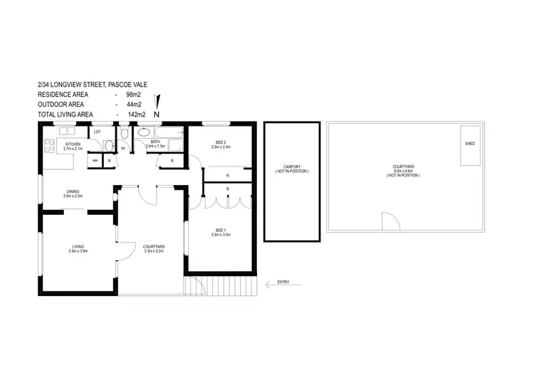 Floorplan of Homely unit listing, 2/34-36 Longview Street, Pascoe Vale VIC 3044