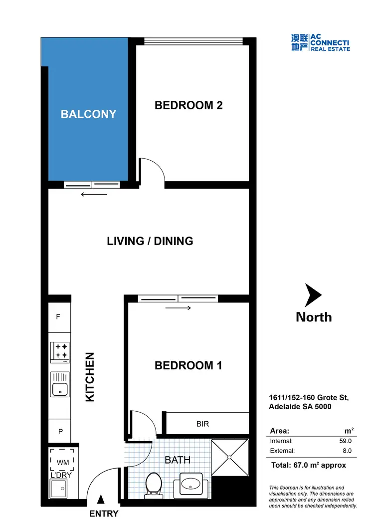Floorplan of Homely apartment listing, 1611/160 Grote Street, Adelaide SA 5000