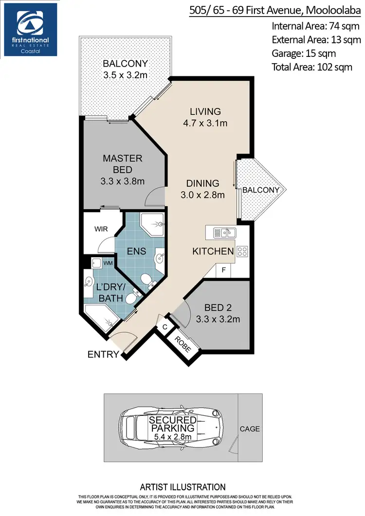 Floorplan of Homely unit listing, 505/65-69 First Avenue, Mooloolaba QLD 4557