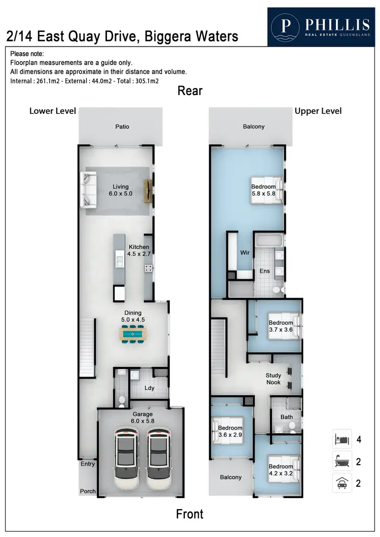 Floorplan of Homely townhouse listing, 2/14 East Quay Drive, Biggera Waters QLD 4216