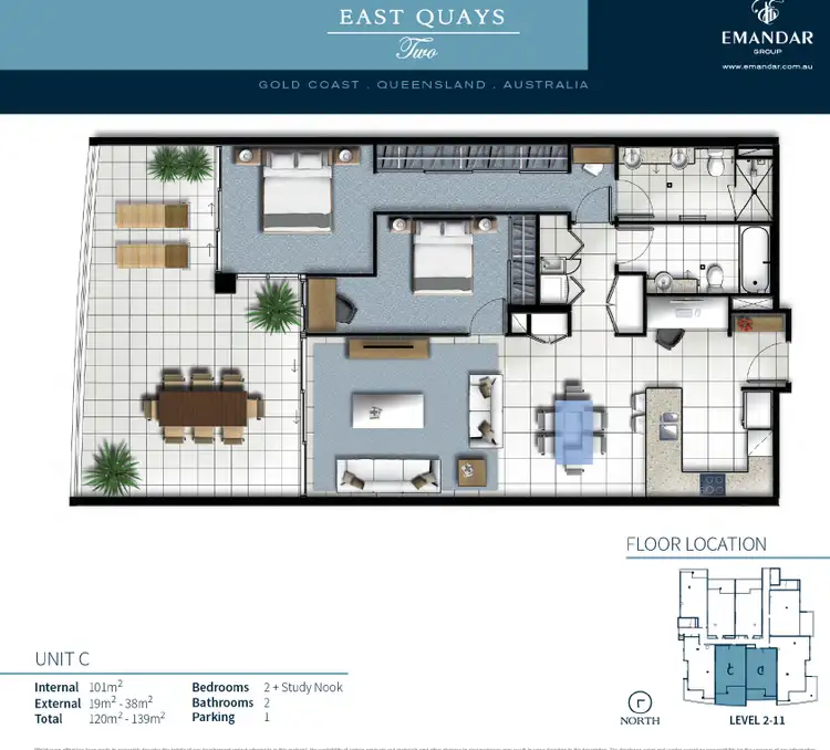 Floorplan of Homely apartment listing, 2406/25 East Quay Drive, Biggera Waters QLD 4216