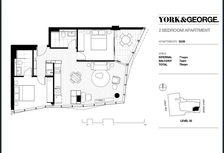 Floorplan of Homely apartment listing, 3305/38 York Street, Sydney NSW 2000