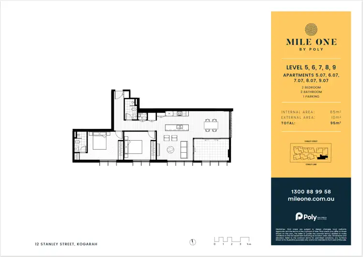 Floorplan of Homely apartment listing, 807/12 Stanley Street, Kogarah NSW 2217