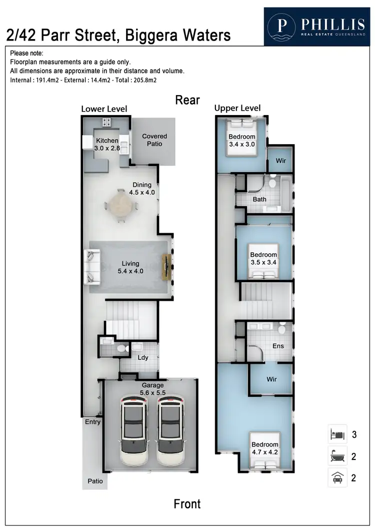 Floorplan of Homely townhouse listing, 2/42 Parr Street, Biggera Waters QLD 4216