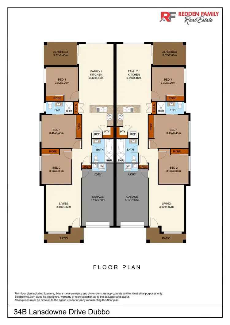 Floorplan of Homely semi-detached listing, 34B Lansdowne Drive, Dubbo NSW 2830