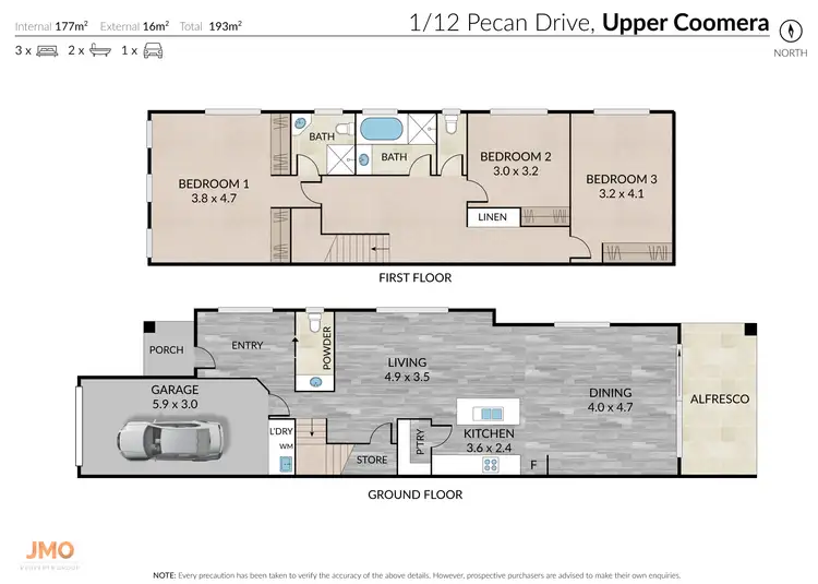 Floorplan of Homely semi-detached listing, 1/12 Pecan Drive, Upper Coomera QLD 4209