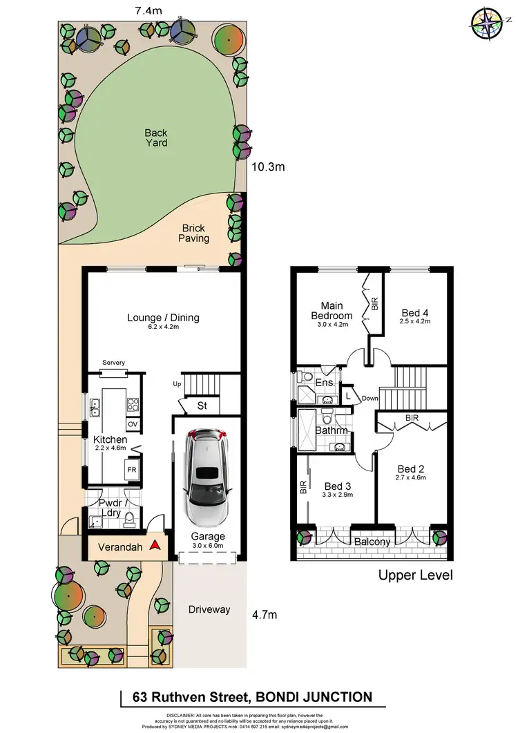 Floorplan of Homely semi-detached listing, 63 Ruthven Street, Bondi Junction NSW 2022