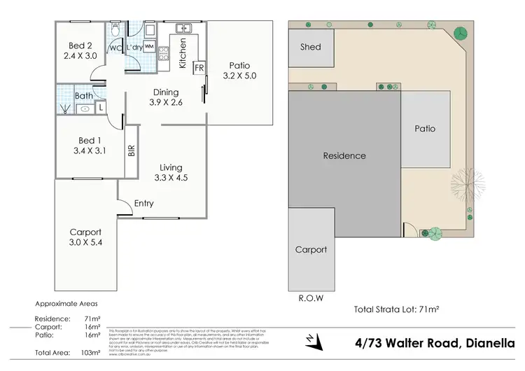 Floorplan of Homely villa listing, 4/73 Walter Road West, Dianella WA 6059