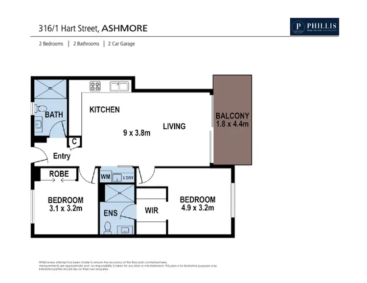 Floorplan of Homely unit listing, 316/1 Hart Street, Ashmore QLD 4214