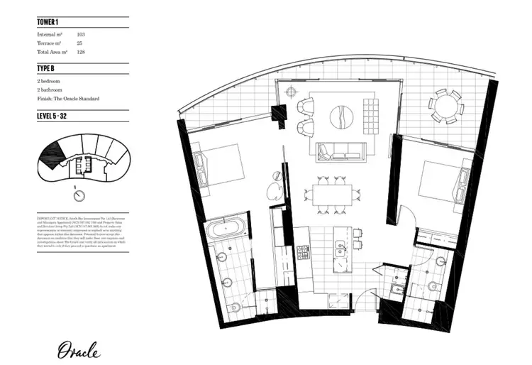 Floorplan of Homely apartment listing, 2802/1 Oracle Boulevard, Broadbeach QLD 4218