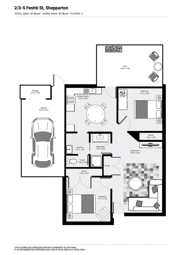 Floorplan of Homely unit listing, 2/3-5 FESHTI STREET, Shepparton VIC 3630