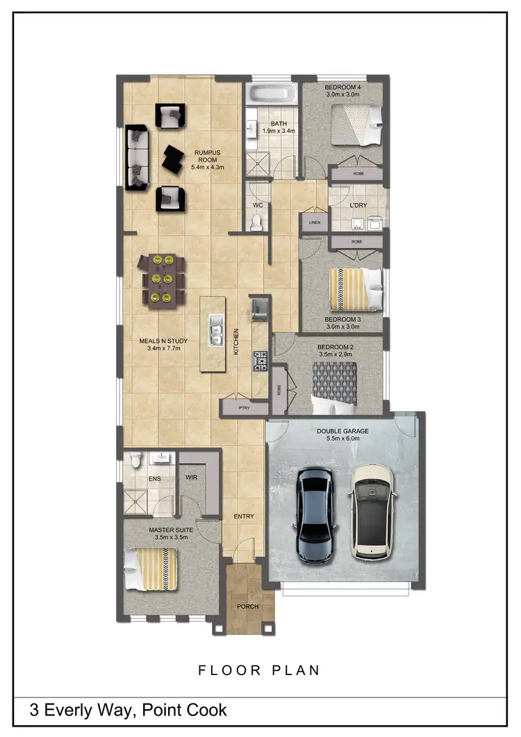 Floorplan of Homely house listing, 3 Everly Way, Point Cook VIC 3030