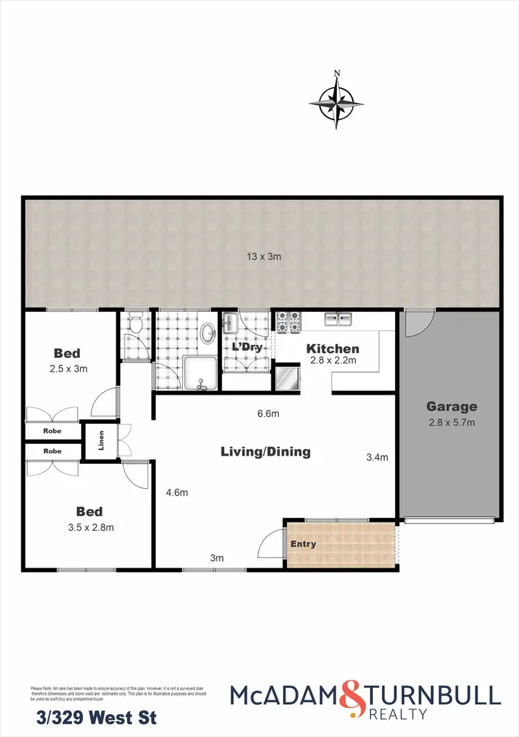 Floorplan of Homely unit listing, 3/329 West Street, Harristown QLD 4350