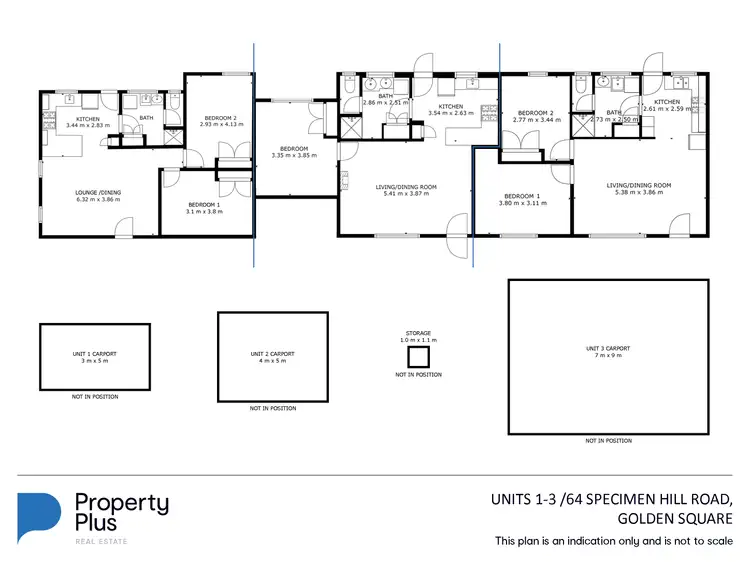 Floorplan of Homely block of units listing, 1 - 3 / 64 Specimen Hill Road, Golden Square VIC 3555