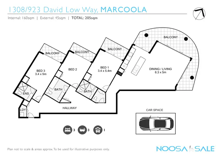 Floorplan of Homely unit listing, 1308/923 David Low Way, Marcoola QLD 4564