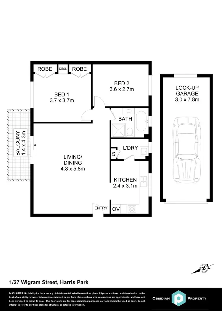 Floorplan of Homely unit listing, 1/27 Wigram Street, Harris Park NSW 2150