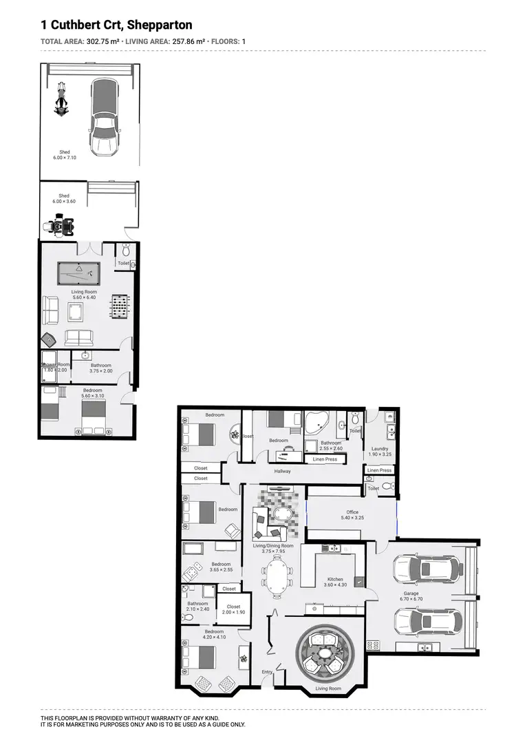 Floorplan of Homely rural property listing, 1 Cuthbert Court, Grahamvale VIC 3631