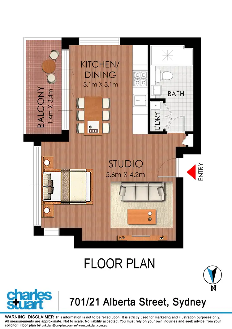Floorplan of Homely studio listing, 701/21 Alberta Street, Sydney NSW 2000