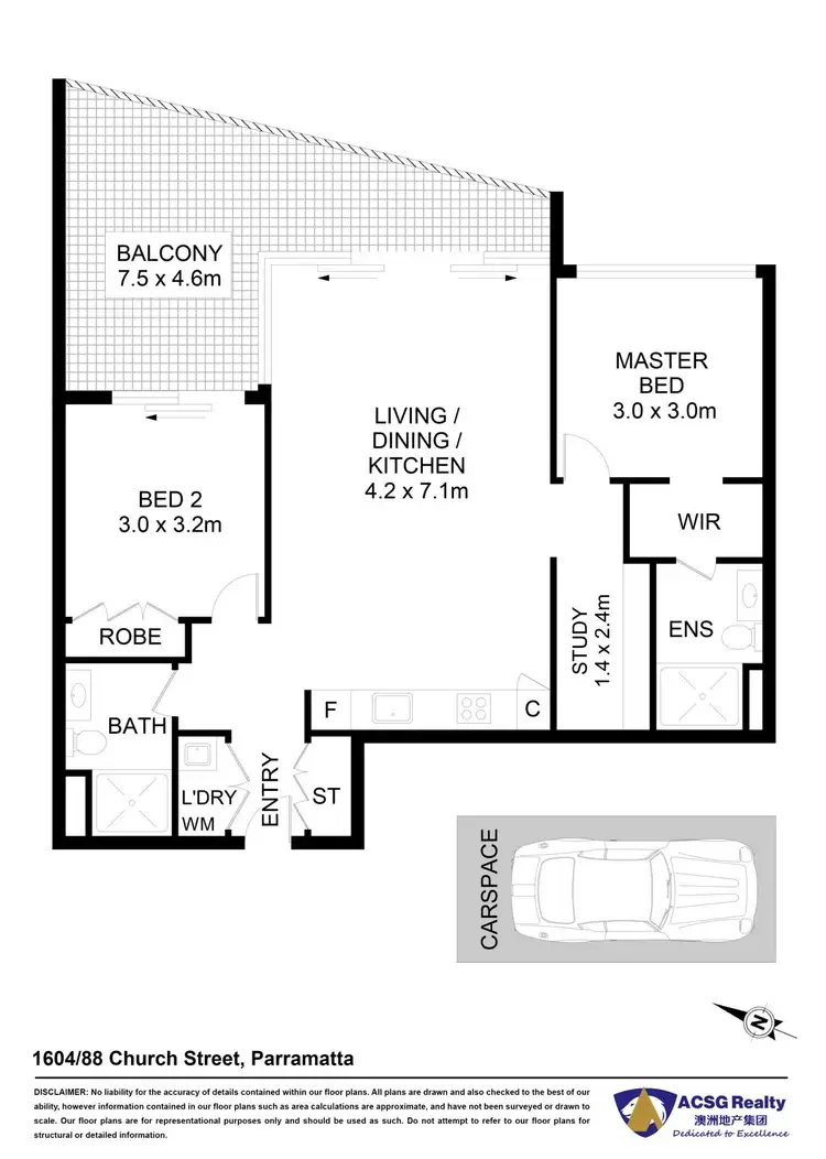 Floorplan of Homely apartment listing, 1604/88 CHURCH STREET, Parramatta NSW 2150